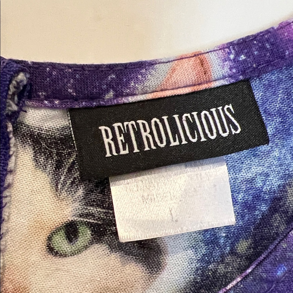 Retrolicious Space Cat Print Dress Size Large - Picture 4 of 5